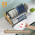 Multi-Functional Kitchen Storage Rack Dish Plate Organizer with Drainage Rack Countertop Utensil Holder for Chopsticks