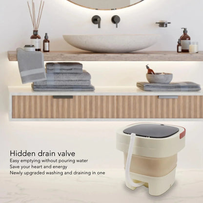 Folding Portable Washing Machine 8L Large Capacity Clothes Spin Dryer Bucket Travel Underwear Socks Ultrasonic Mini Washer