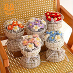 Wool Knitted Bouquet Simulation Puff Flower Classic Style Hand Bouquet Fabric Knitted Flower Bouquet