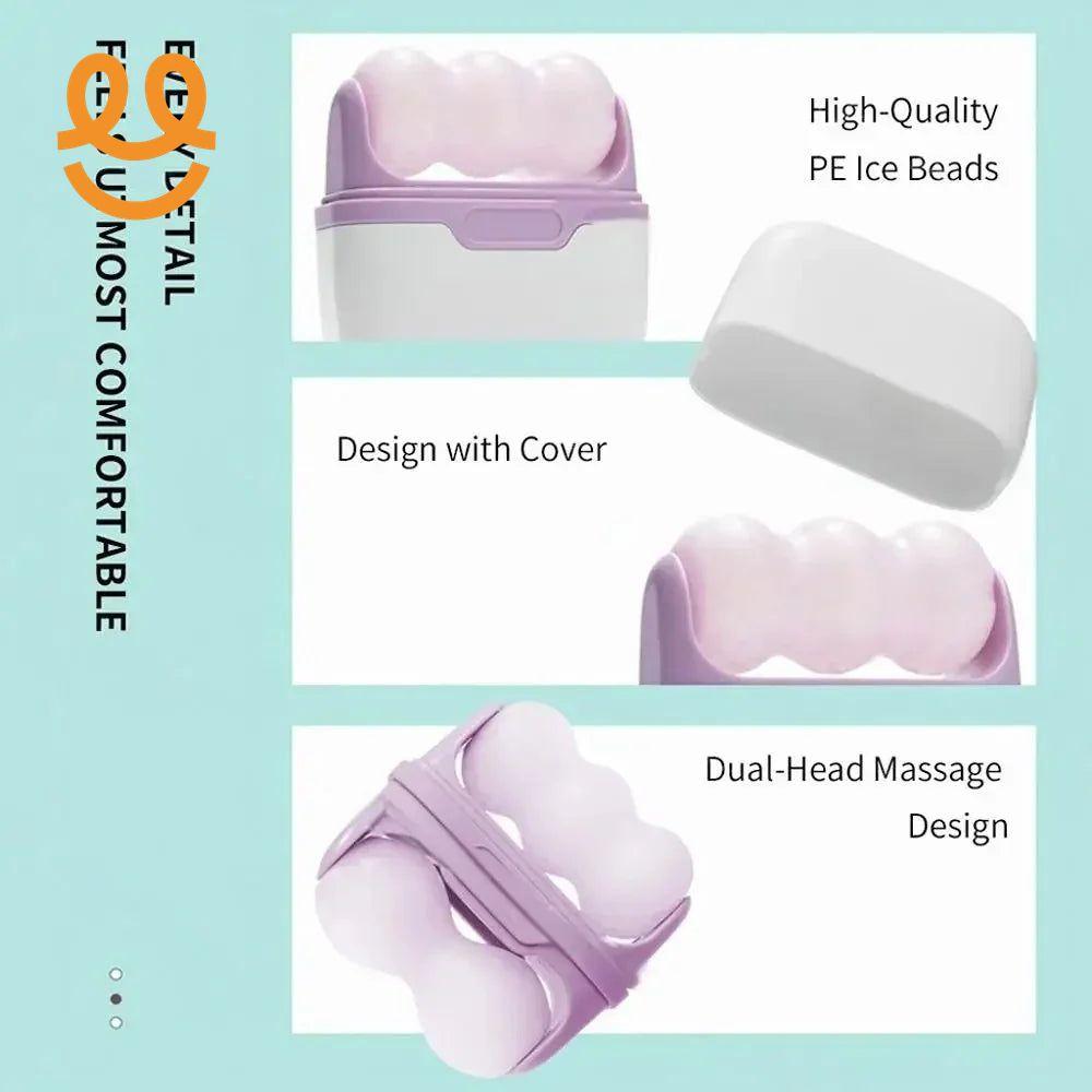 Double-headed facial ice roller, used for facial and head massage, made of resin material, without fragrance and battery