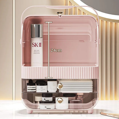 New Cosmetics Storage Box Premium Desktop Storage Dust-proof Skin Care Products Dresser Box Multi-layer Transparent Shelf
