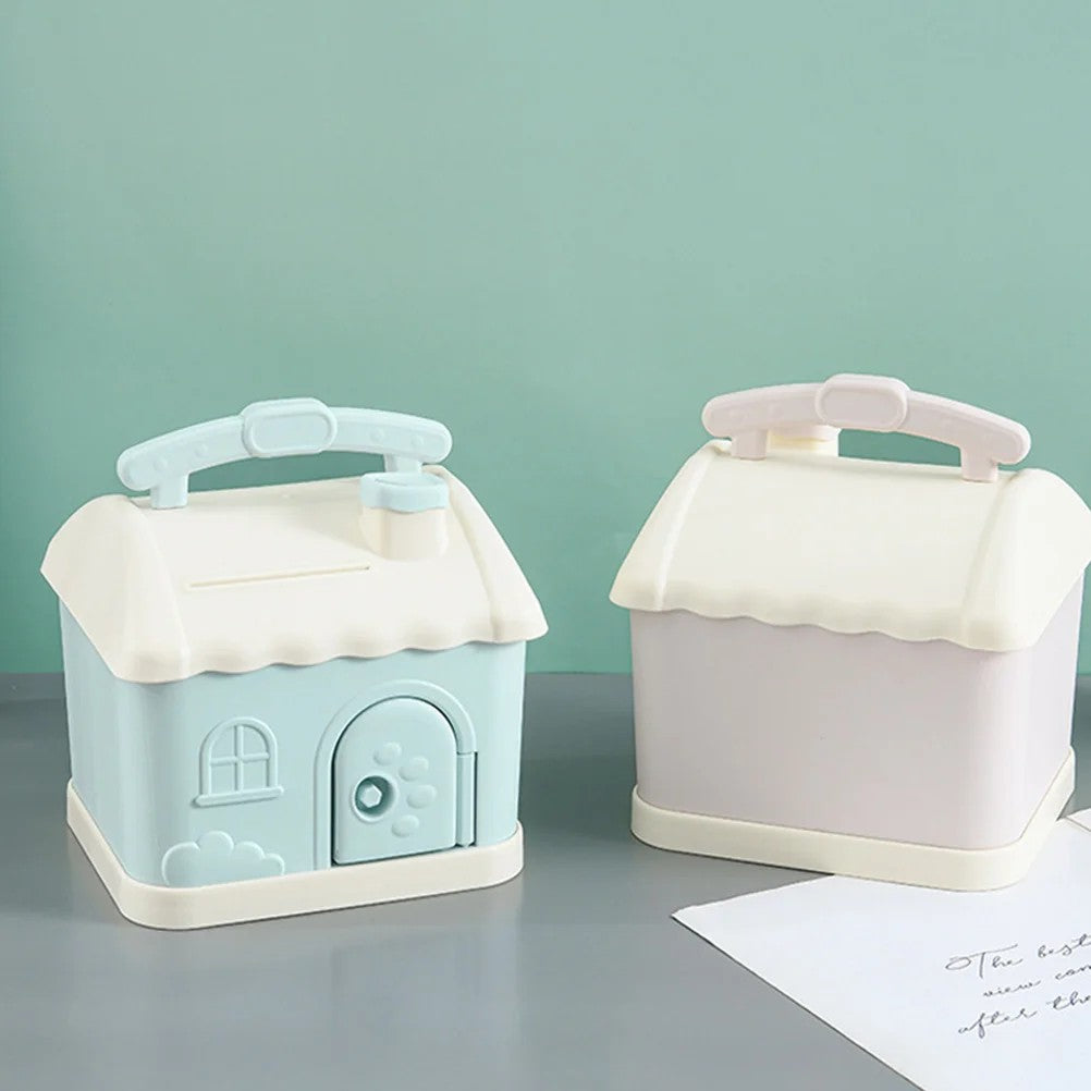 Durable Plastic Cartoon Piggy Bank Shape Coin Storage Pot Gift Blue Money Pot Cartoon Coin Container