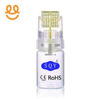 Transparent derma roller with gold microneedles and SQY logo, CE and RoHS certified