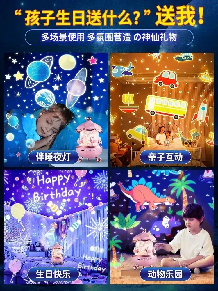 Rotating Starlight Projection Lamp Music Box Bluetooth Music Octave Box Dream Christmas Girl Child Gift