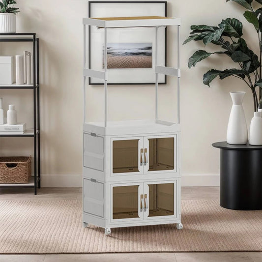 Mobile Wardrobe Portable Closet Large Capacity Clothes Organizer with Wheels Clothing Storage Shelf for Bedroom Living Room