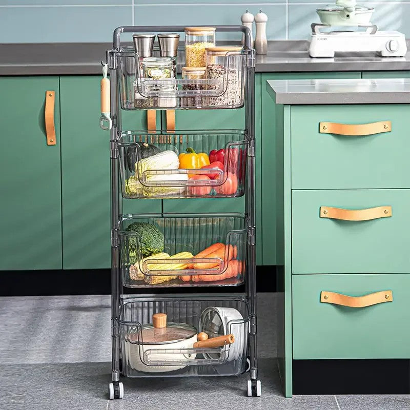 Kitchen Corner Small Cart Storage Rack Movable With Wheels For Bedroom Living Room Bathroom Snack Book Toy Storage Shelf Z6C3F3