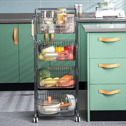 Kitchen Corner Small Cart Storage Rack Movable With Wheels For Bedroom Living Room Bathroom Snack Book Toy Storage Shelf Z6C3F3