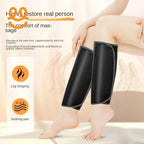 Leg massage sleeves on calves providing shaping and soothing pain relief with warm hot compress