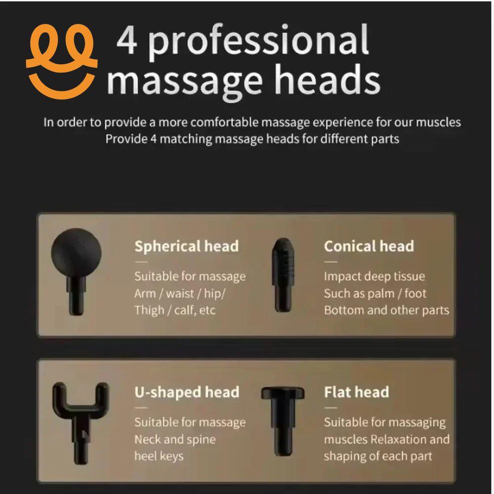 Electric Handheld Neck Body Back Facial Fitness Gun Massager Cordless Deep Tissue Vibration Double Head Muscle Massage Gun