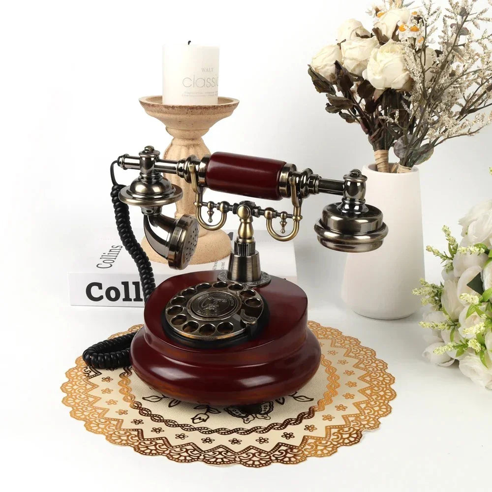 Republic of China Style Retro Imitation Solid Wood Phone Antique Landline European Antique Phone Caller ID