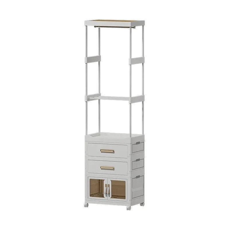 Mobile Wardrobe Portable Closet Large Capacity Clothes Organizer with Wheels Clothing Storage Shelf for Bedroom Living Room