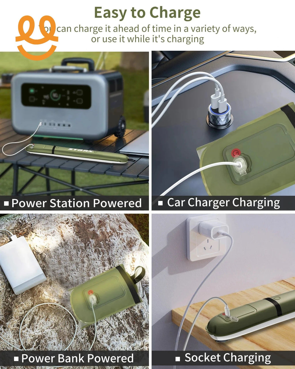 Ztarx Inflatable LED Tube Light USB Solar Charging Built-in Battery Air Light Waterproof