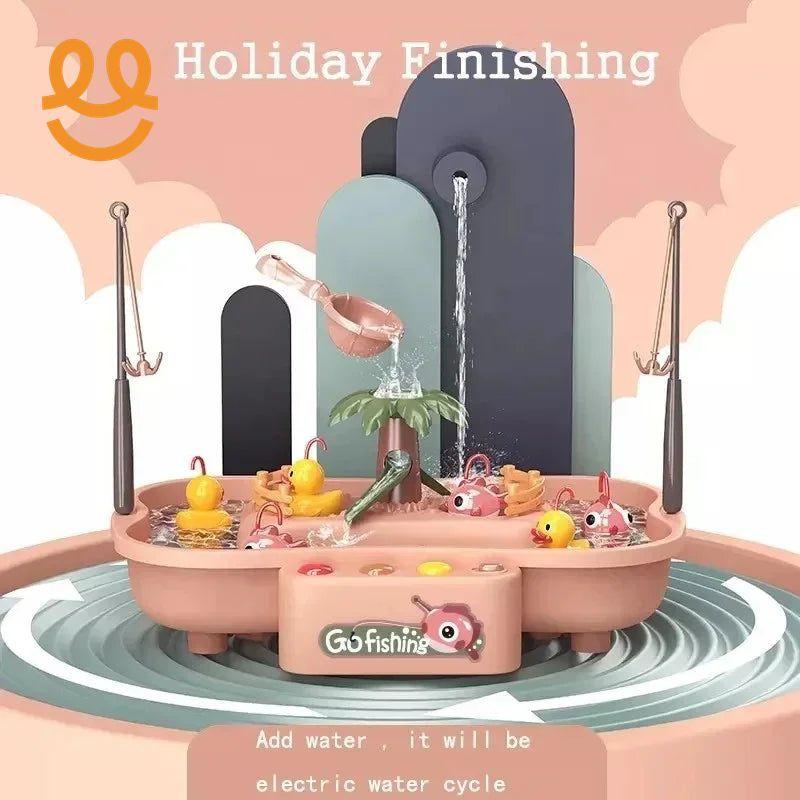Children's Fishing And Water Play Electric Rotating Music And Lighting Function Fishing Pool Parent-Child Interactive Toys