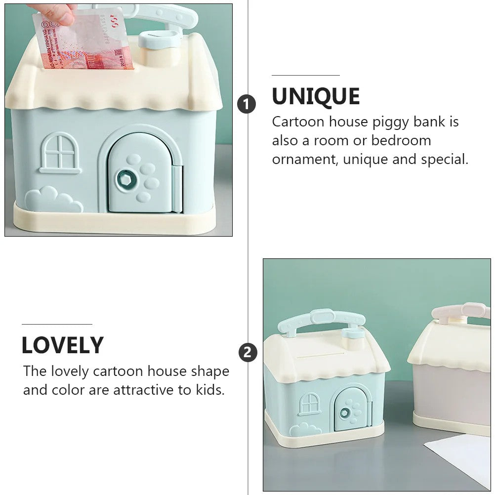 Durable Plastic Cartoon Piggy Bank Shape Coin Storage Pot Gift Blue Money Pot Cartoon Coin Container