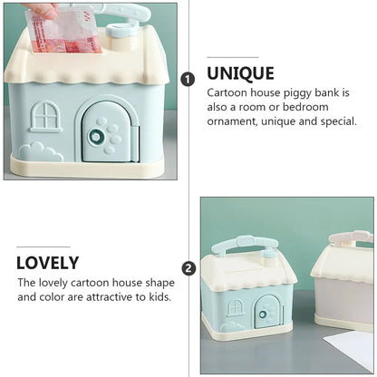 Durable Plastic Cartoon Piggy Bank Shape Coin Storage Pot Gift Blue Money Pot Cartoon Coin Container