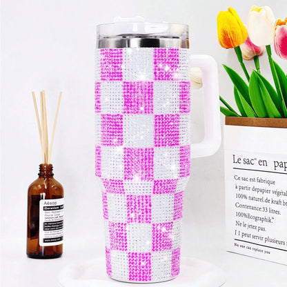 Pastel Mosaic Rhinestone Tumbler – 20 oz Bling Travel Mug