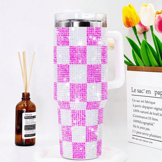 🌈✨ Pastel Mosaic Rhinestone Tumbler – 20 oz Bling Travel Mug ✨🌈