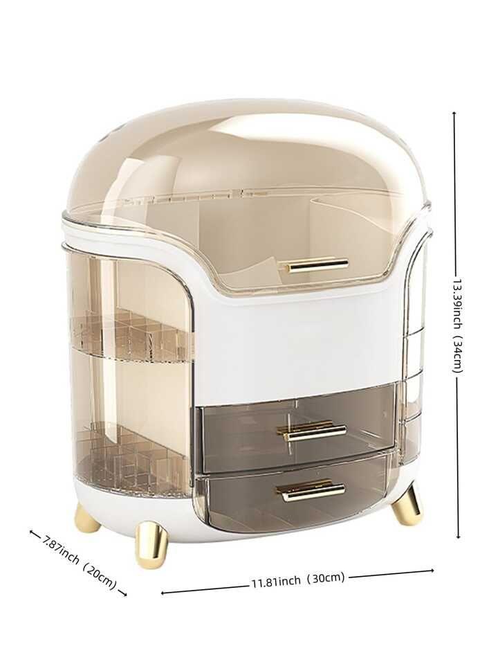 Elegant Multi-Layer Cosmetic Organizer with Lid & Drawers