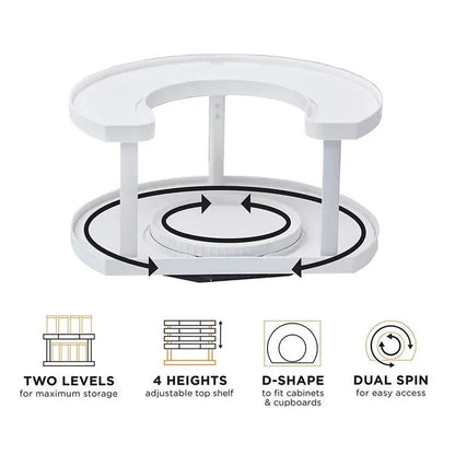 New Double Layer Rotating Spice Kitchen Storage Rack Holder Shelf Stand China Origin Household Goods Ground Installation