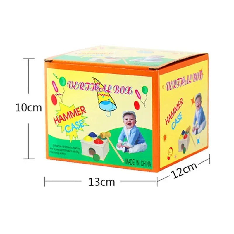 Orthicall Box hammer case toy packaging with baby image and colorful balloons, 13x12x10 cm