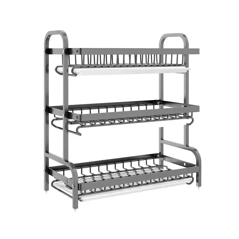 Multi-Functional Kitchen Storage Rack Dish Plate Organizer with Drainage Rack Countertop Utensil Holder for Chopsticks