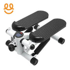 Compact white and black mini stepper exercise machine with digital display and resistance knob