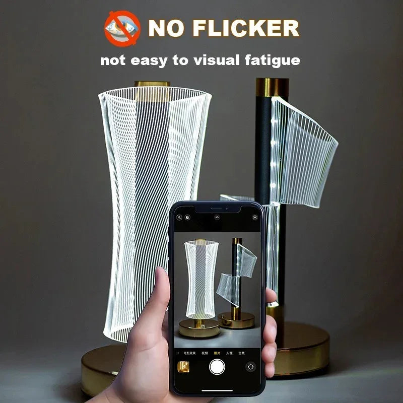 Modern LED lamps with no flicker feature displayed with a smartphone camera capturing the glowing lamps