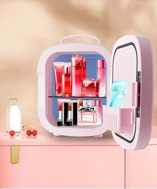 Portable Refrigerator Skin Care Cosmetics Beverage Cosmetics Mini Refrigerator with Mirror