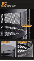 Black metal mesh basket with fine texture and smooth top surface, shown in close-up and detail views
