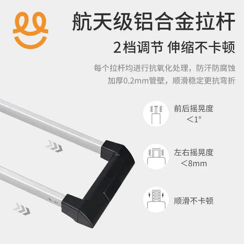 Aluminum alloy luggage handle with black grip, adjustable telescoping and anti-corrosion features