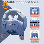 Multifunctional steering wheel base with adhesive, strap, and suction cups for car and wall mounting