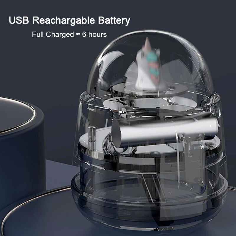Crystal Air Humidifier USB Rechargeable with Battery Ultrasonic Mist Maker Essential Oil Diffuser for Home Office with LED Light