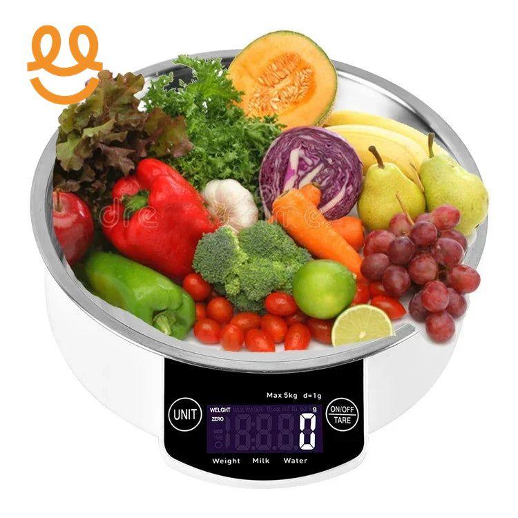 Digital Kitchen Scale Baking Scale Measuring Stainless Steel Accurate 5kg/1G Electronic Food Scale for Baking Cooking Kitchen