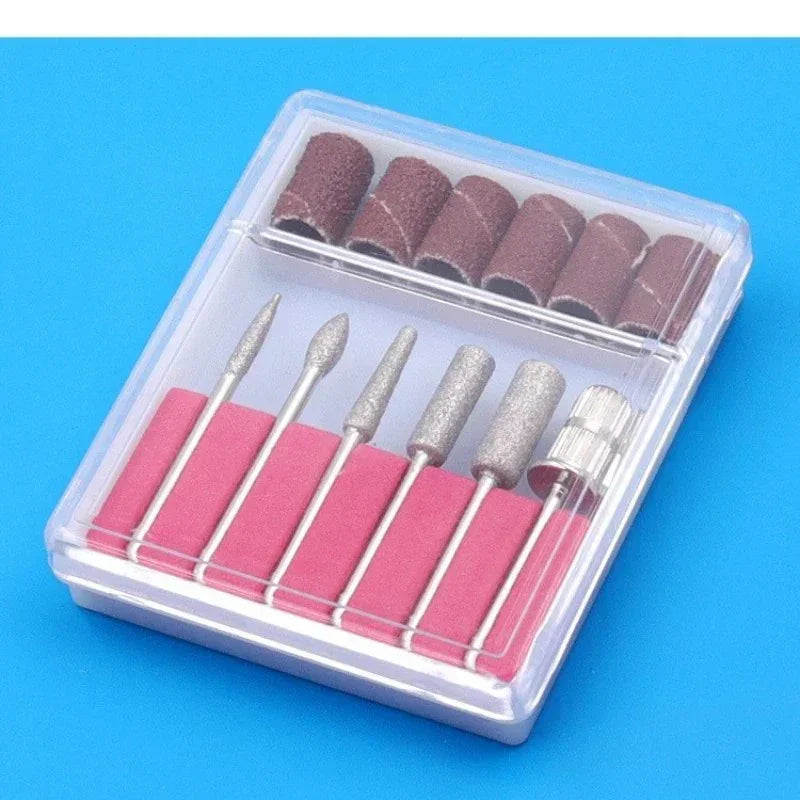 Diamond Grinding Head Bit jade Carved Burr Stone 2.35mm Shank 6pcs Grinding Head 6pcs Sand Rings