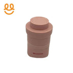 Compact pink travel pill organizer with MEIJIXIAN branding on white background