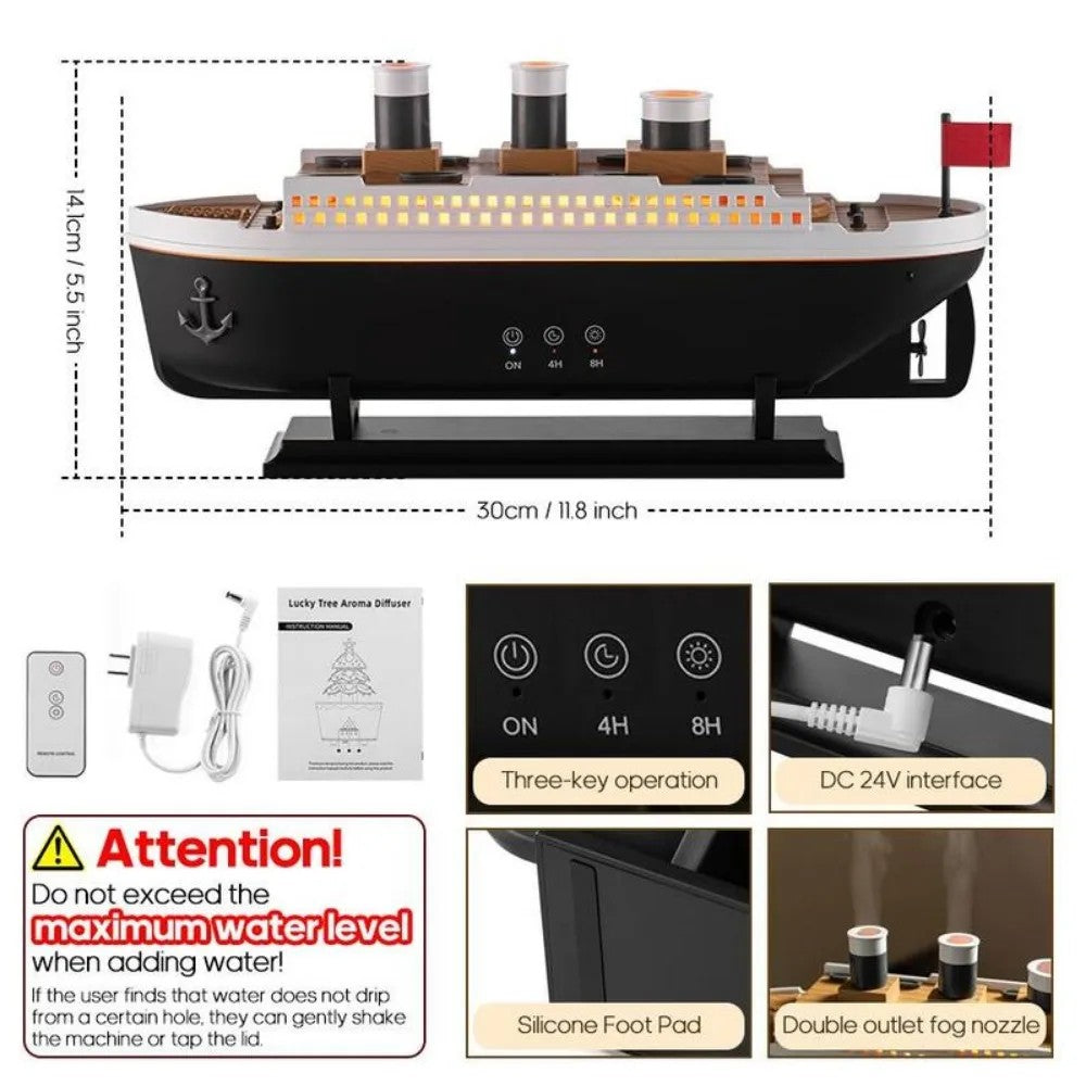 Titanic Ship Model Air Humidifier Remote Control Home 250ml Essential Oil Jellyfish Smoke Ring Spray Aroma Diffuser Humidifiers