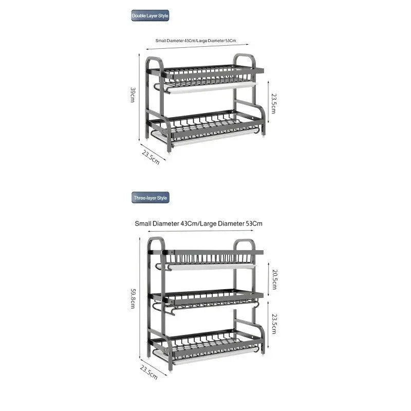 Multi-Functional Kitchen Storage Rack Dish Plate Organizer with Drainage Rack Countertop Utensil Holder for Chopsticks