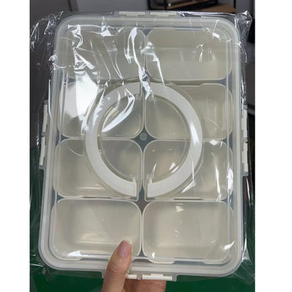 8 Grid Snack Stoarge Box with Lid and Handle Portable Food Box for Sweets Vegetables Biscuits Nuts Food Serving Tray