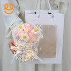 Wool Knitted Bouquet Simulation Puff Flower Classic Style Hand Bouquet Fabric Knitted Flower Bouquet