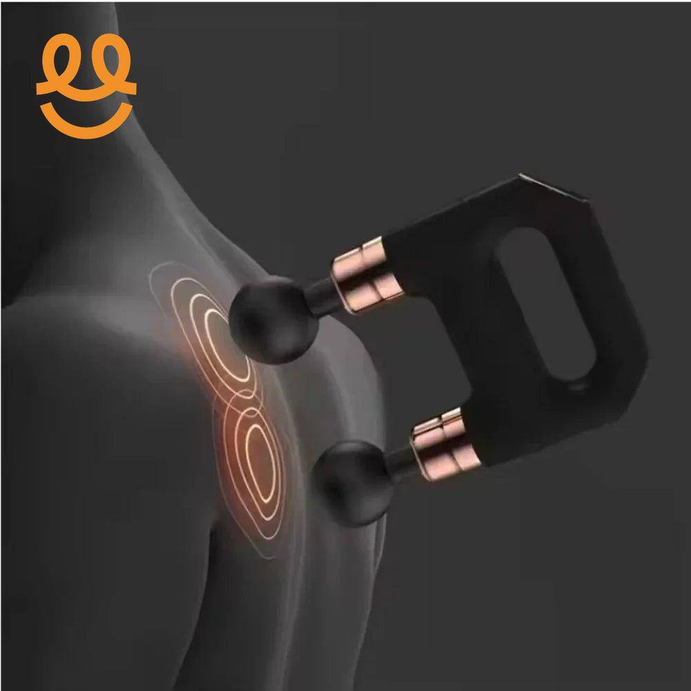 Electric Handheld Neck Body Back Facial Fitness Gun Massager Cordless Deep Tissue Vibration Double Head Muscle Massage Gun