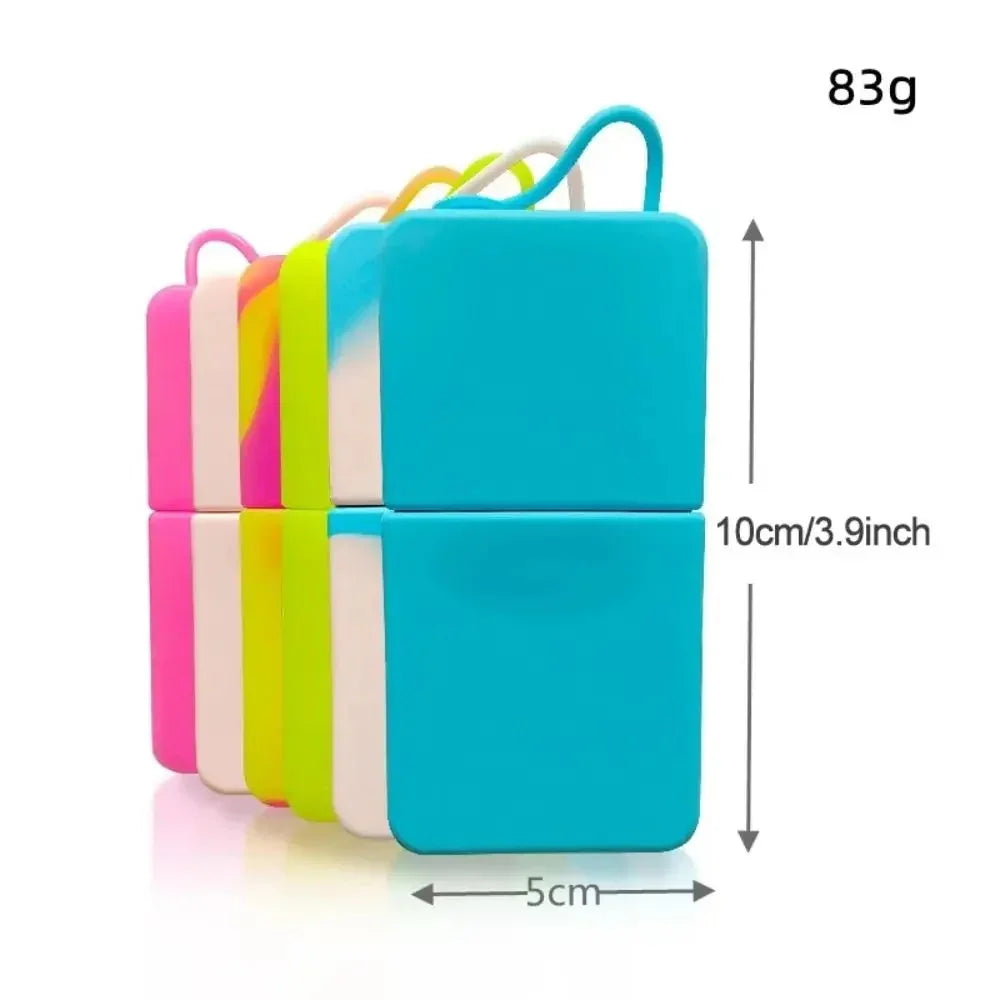 Colorful portable travel containers with handles, measuring 10cm x 5cm, lightweight 83g