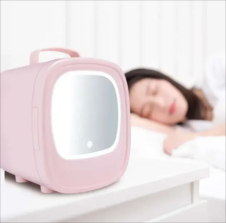 Portable Refrigerator Skin Care Cosmetics Beverage Cosmetics Mini Refrigerator with Mirror