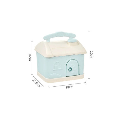 Durable Plastic Cartoon Piggy Bank Shape Coin Storage Pot Gift Blue Money Pot Cartoon Coin Container