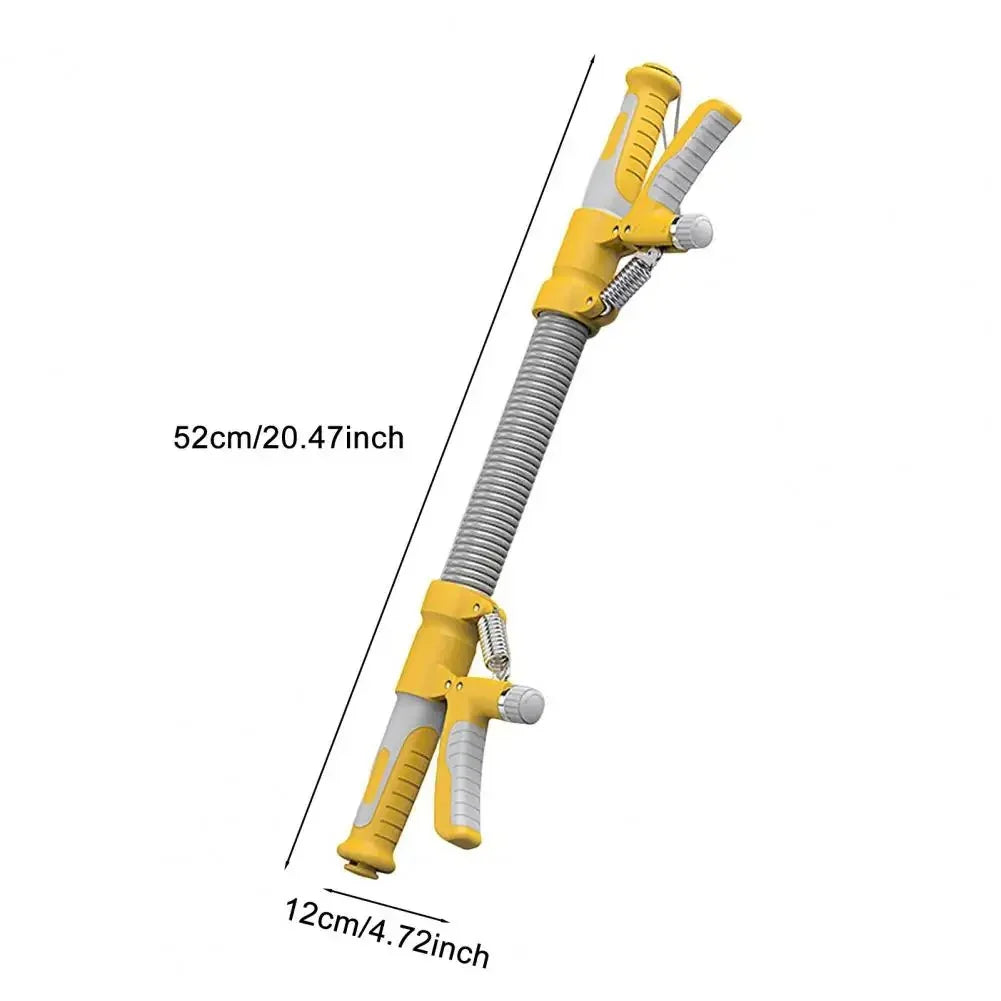 Yellow and gray hand grip strengthener with spring and ergonomic handles, 52cm long