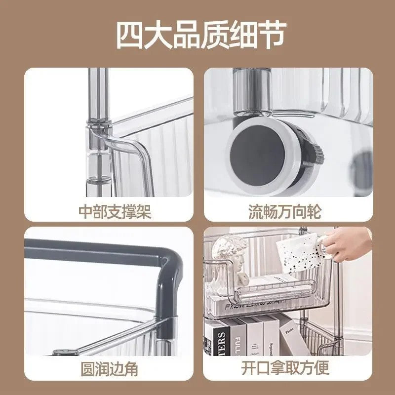 Kitchen Corner Small Cart Storage Rack Movable With Wheels For Bedroom Living Room Bathroom Snack Book Toy Storage Shelf Z6C3F3