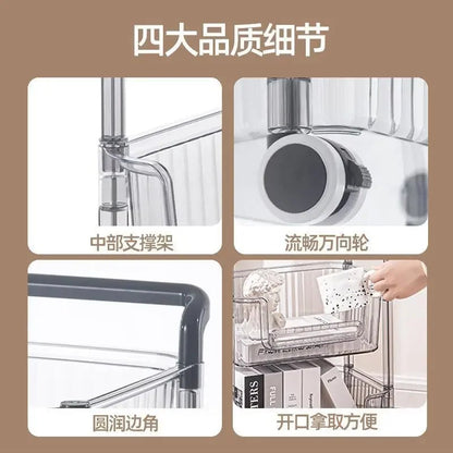 Kitchen Corner Small Cart Storage Rack Movable With Wheels For Bedroom Living Room Bathroom Snack Book Toy Storage Shelf Z6C3F3