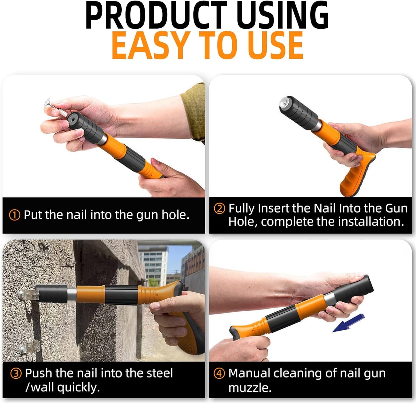 Concrete Nail Machine Kit with Free Nails,5 Speed Adjustable Manual Steel Nailer - Built in Air Nailer for Red Brick Walls,Concrete Walls
