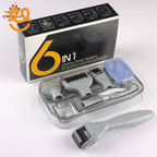 6-in-1 Derma Roller System kit with multiple roller heads and storage case for skin care