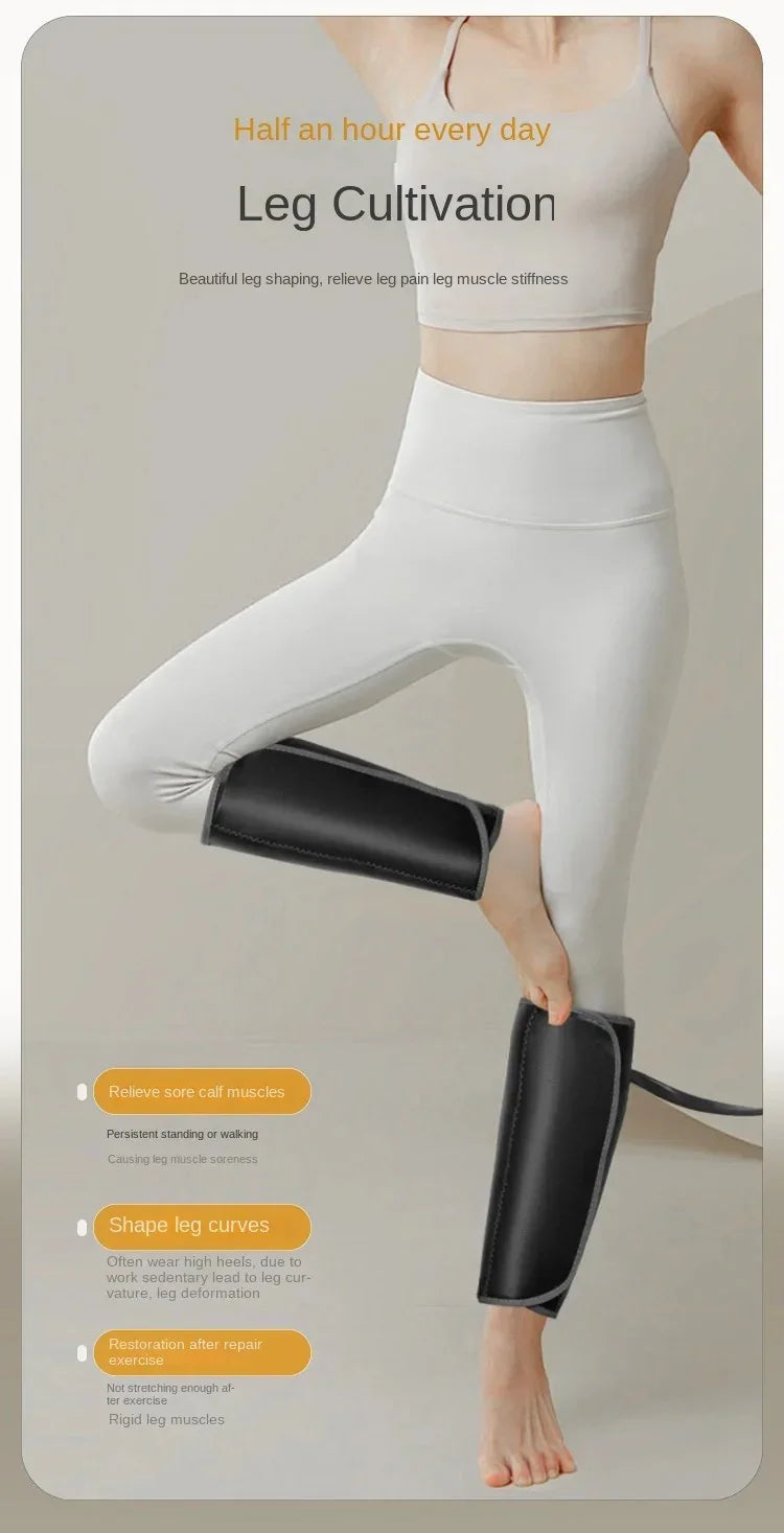 Woman in white activewear wearing black calf compression sleeves for leg cultivation and muscle relief