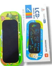 Children's LCD writing tablet with colorful design and stylus pen on packaging